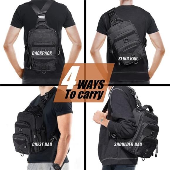 COOGEO Tactical Sling Bag Backpack with Pocket Compact Chest Pack Shoulder Bag - Picture 5 of 6